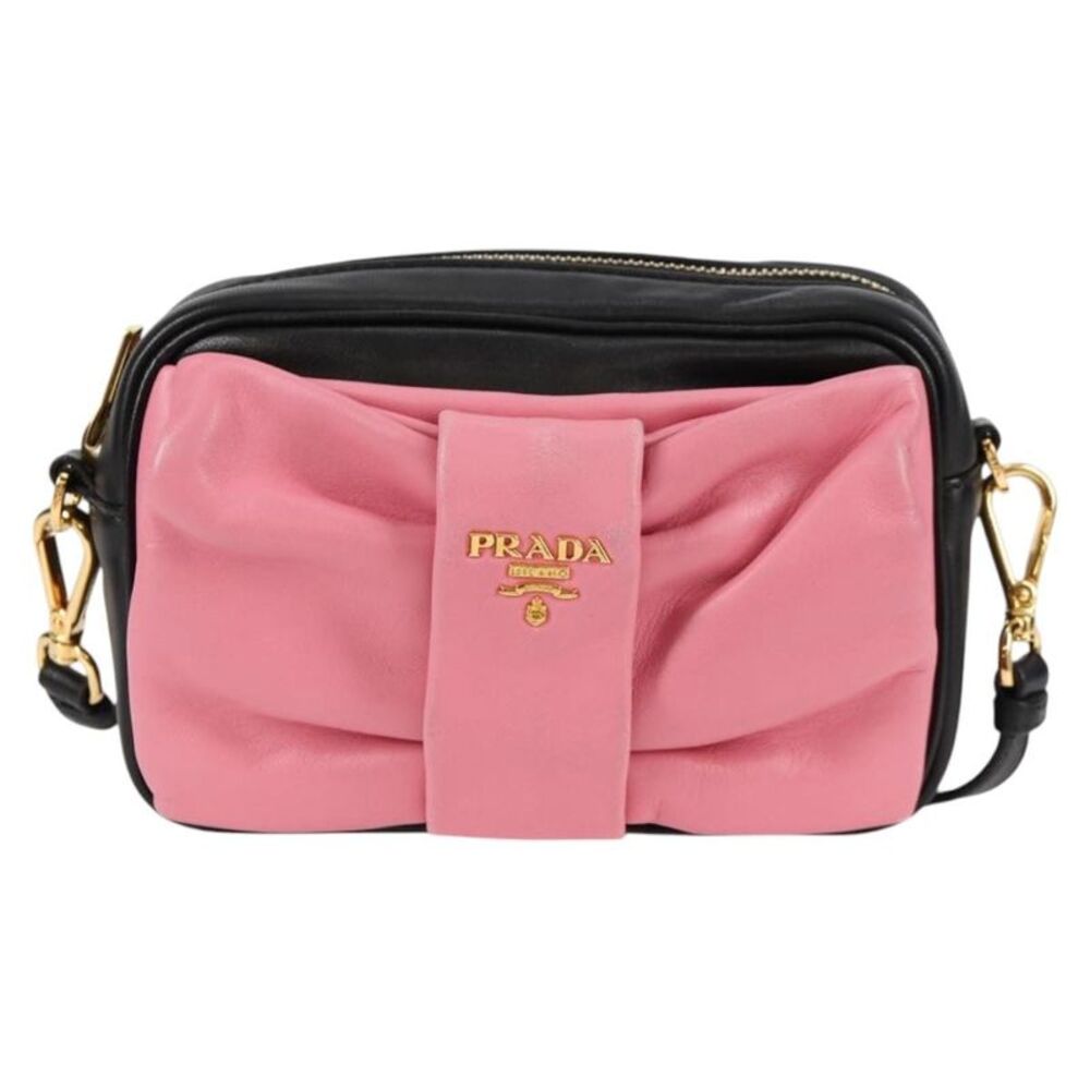 Prada Bow Camera Nappa Leather Black Leather Shoulder Bag Bag